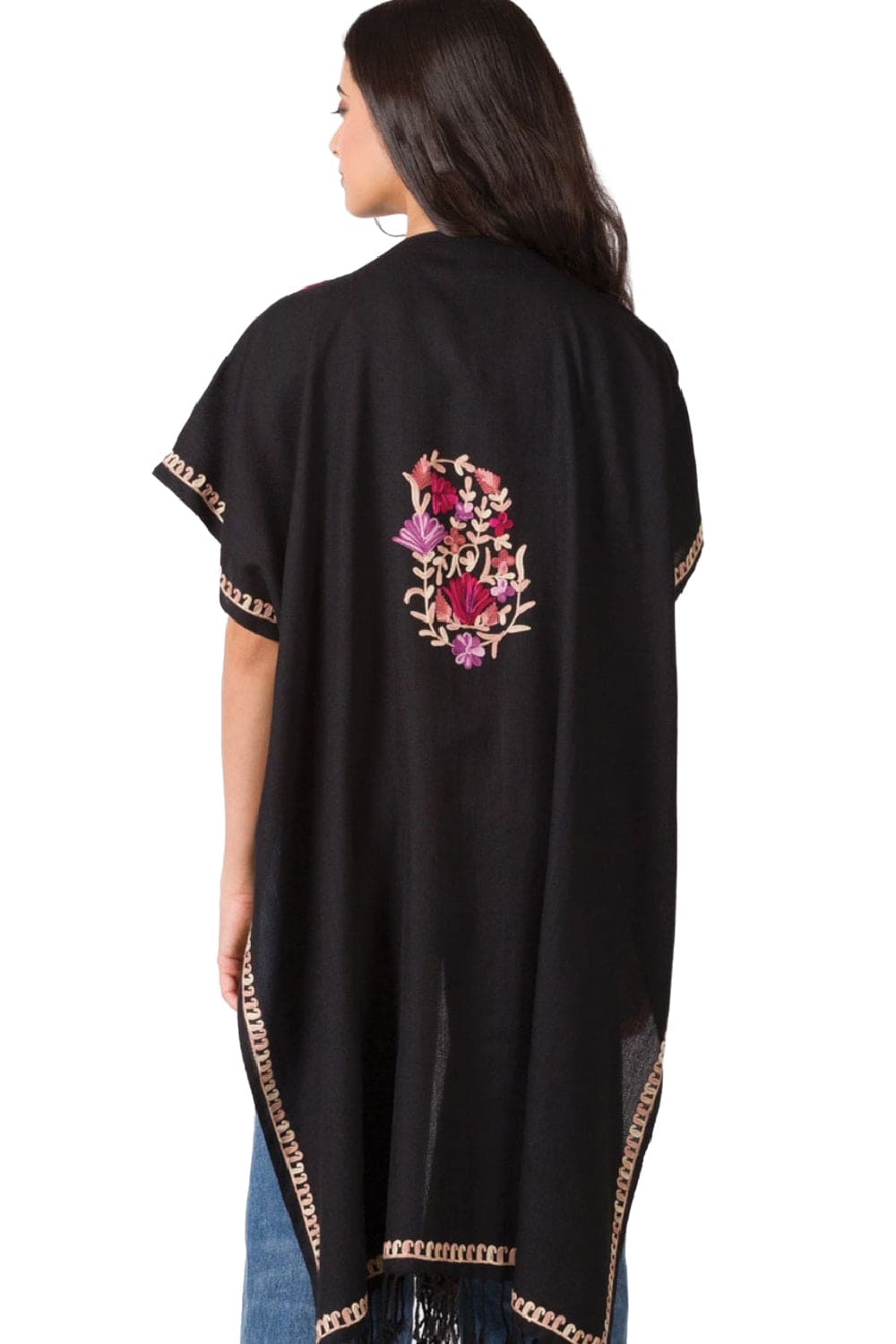 Women's Kaftan with pink and red embroidery.