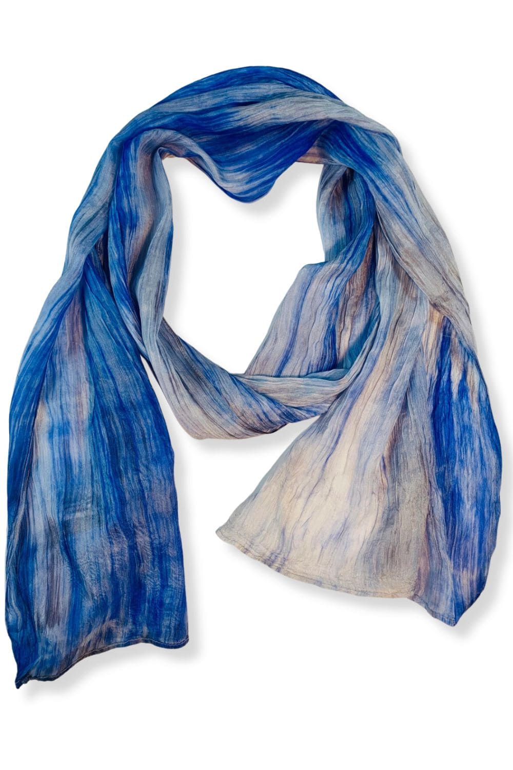 Silk blue and grey skinny scarf