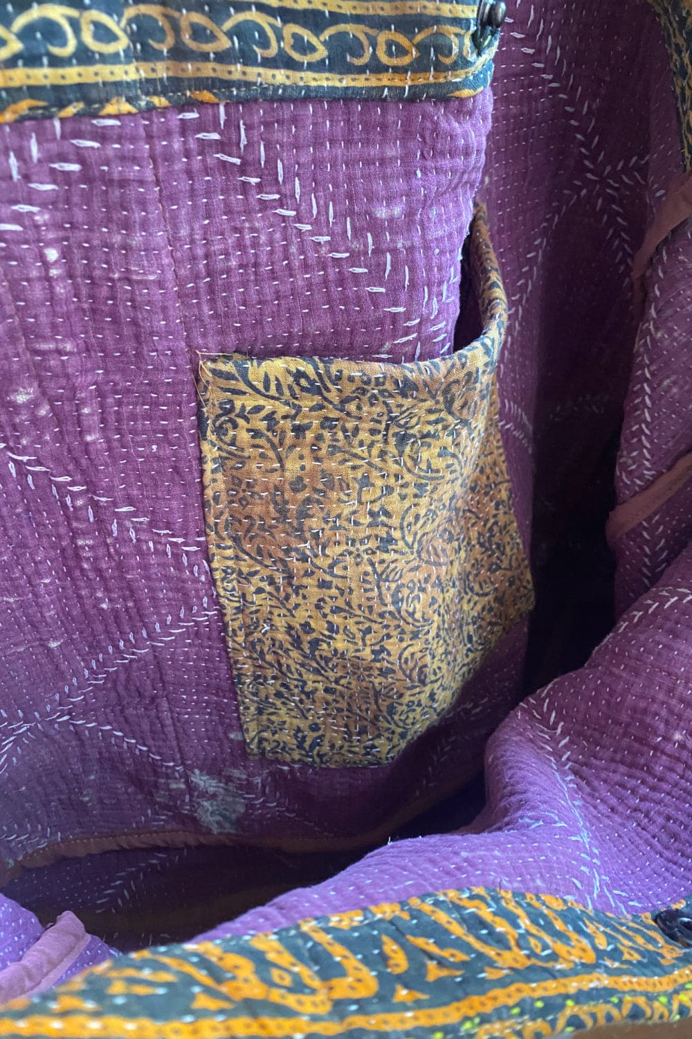 interior browns kantha tote bag.