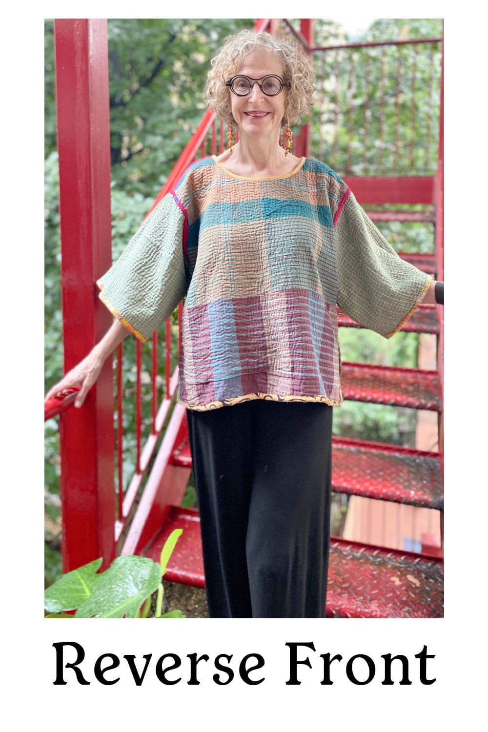 Women's Cotton Vintage Kantha Pullover Top.