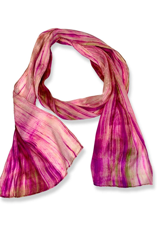 Magenta slim silk scarf.