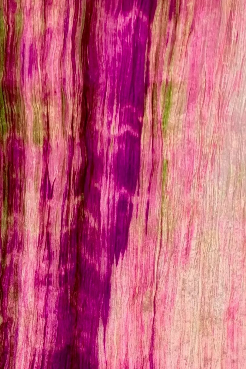 Watercolor effect magenta & Olive silk scarf.