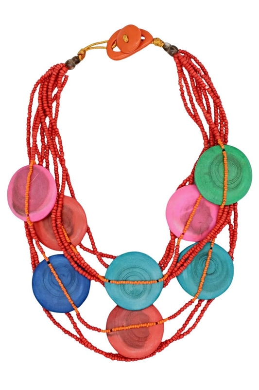 Wooden colorful necklace