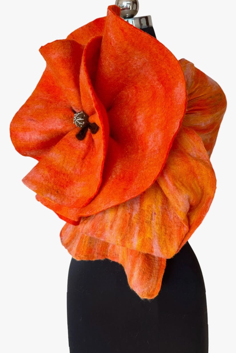 Large orange flower scarf.