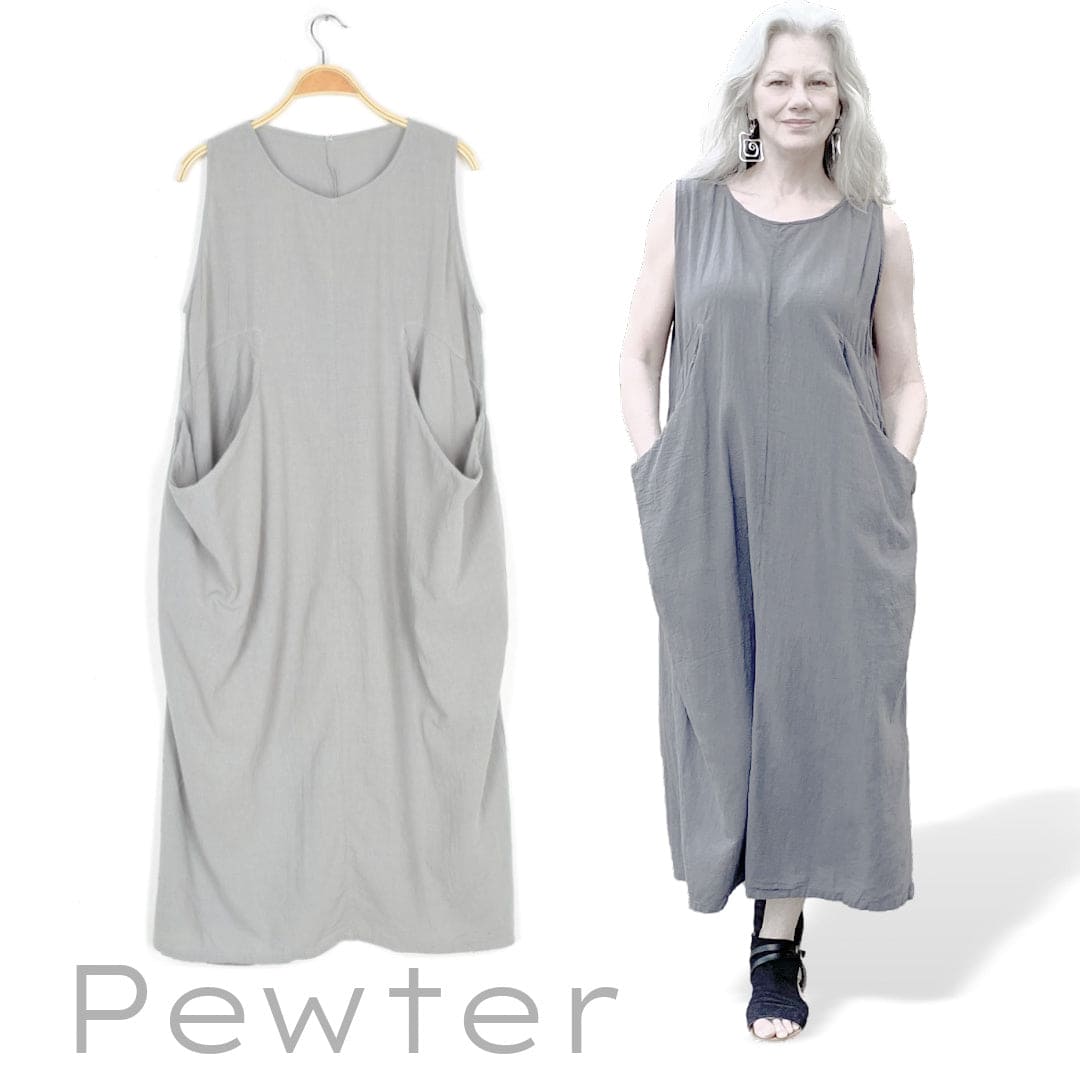 Pewter grey two pocket cotton tank dress