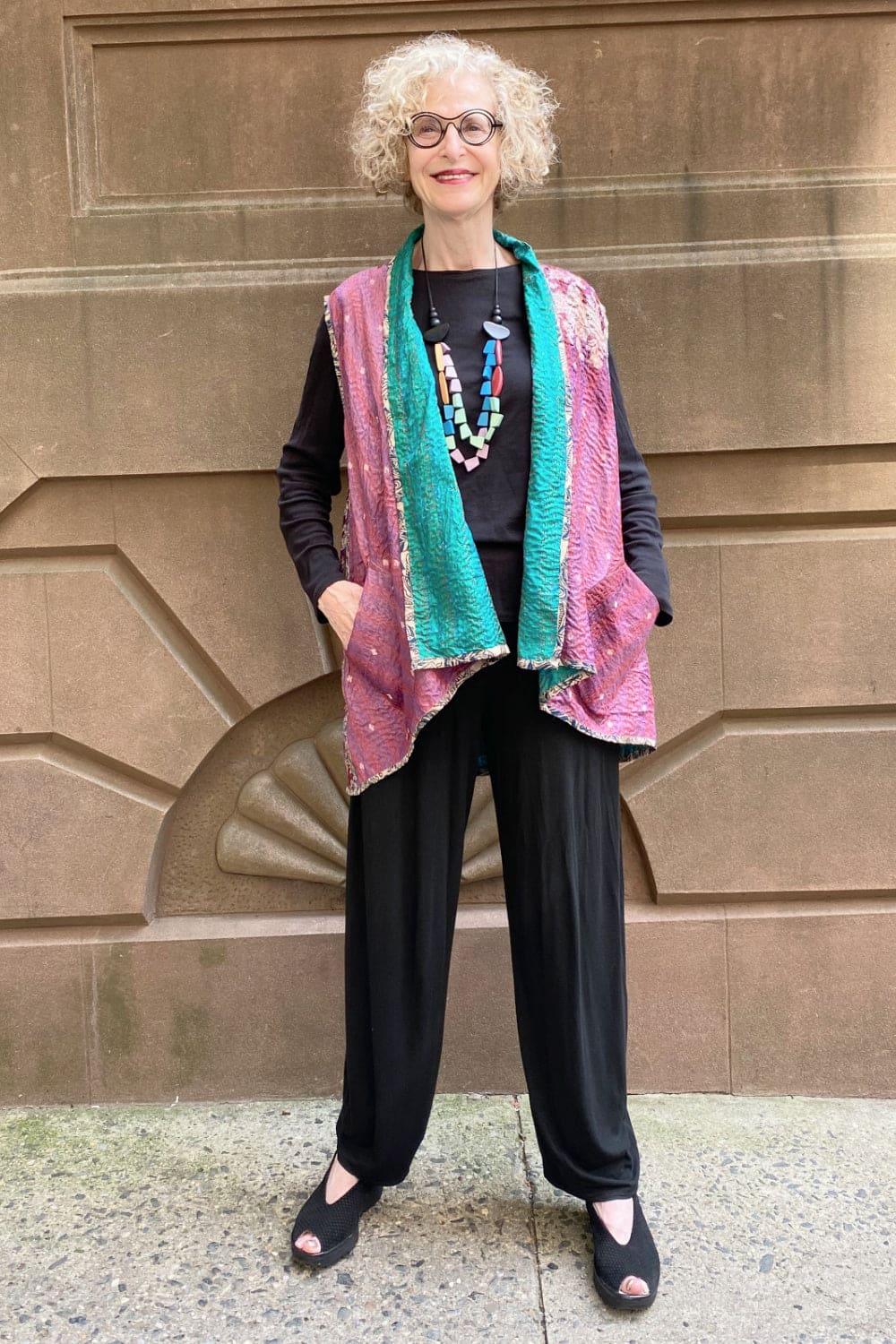 Teal Purple Silk Womens Vest