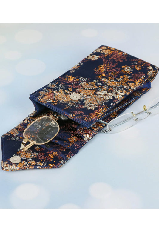 Tapestry double eyeglass case fitting 2 sets of eyeglasses.