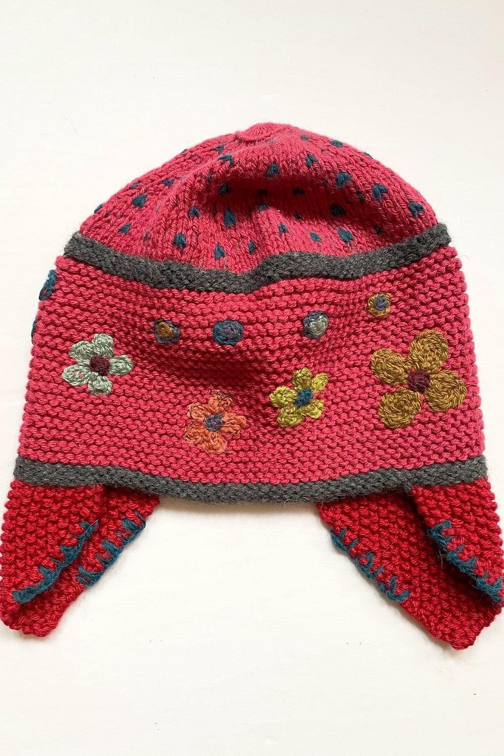 Women's Red Flap Side Alpaca Hat