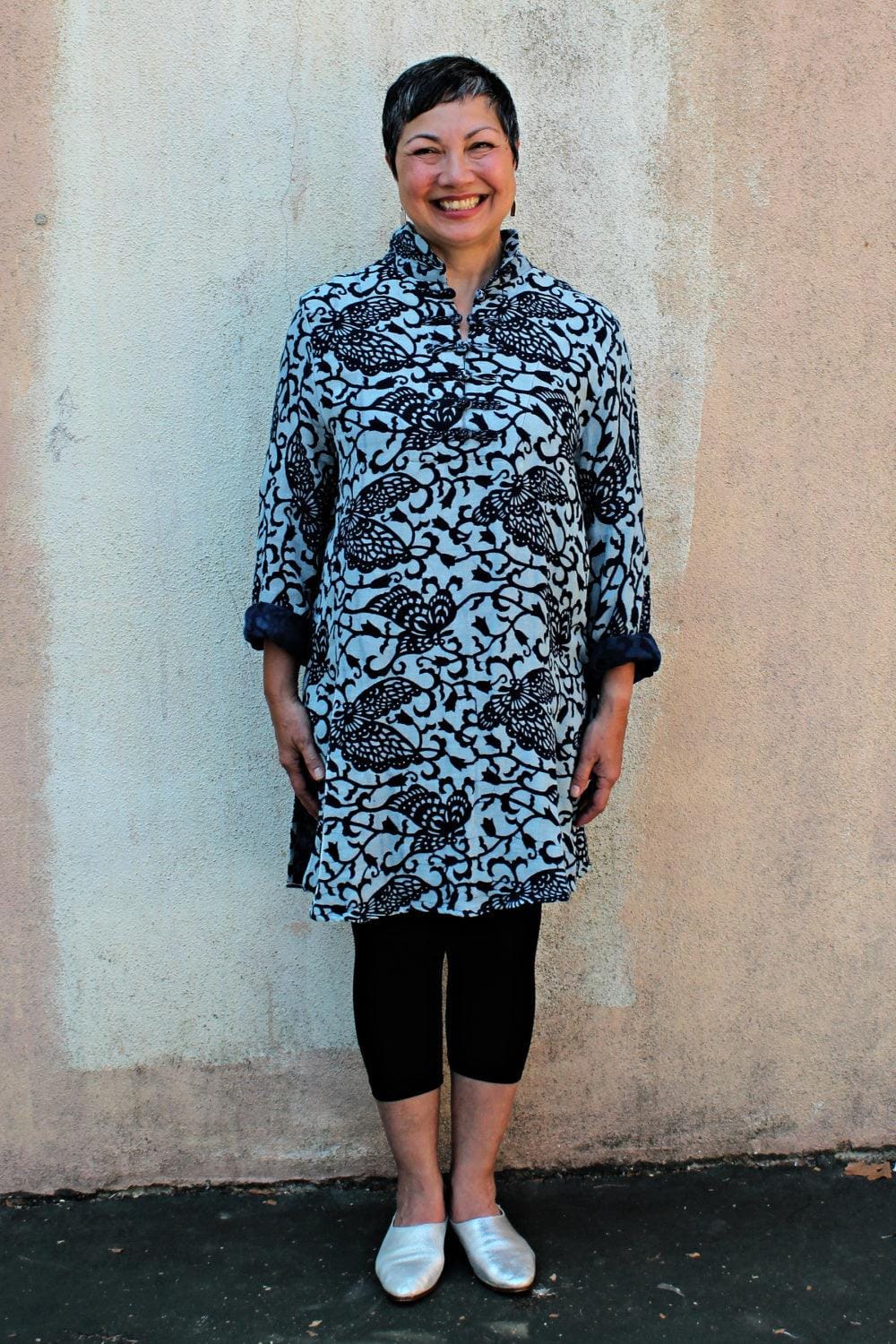 Mandarin Indigo Tunic - Marjory Warren Boutique