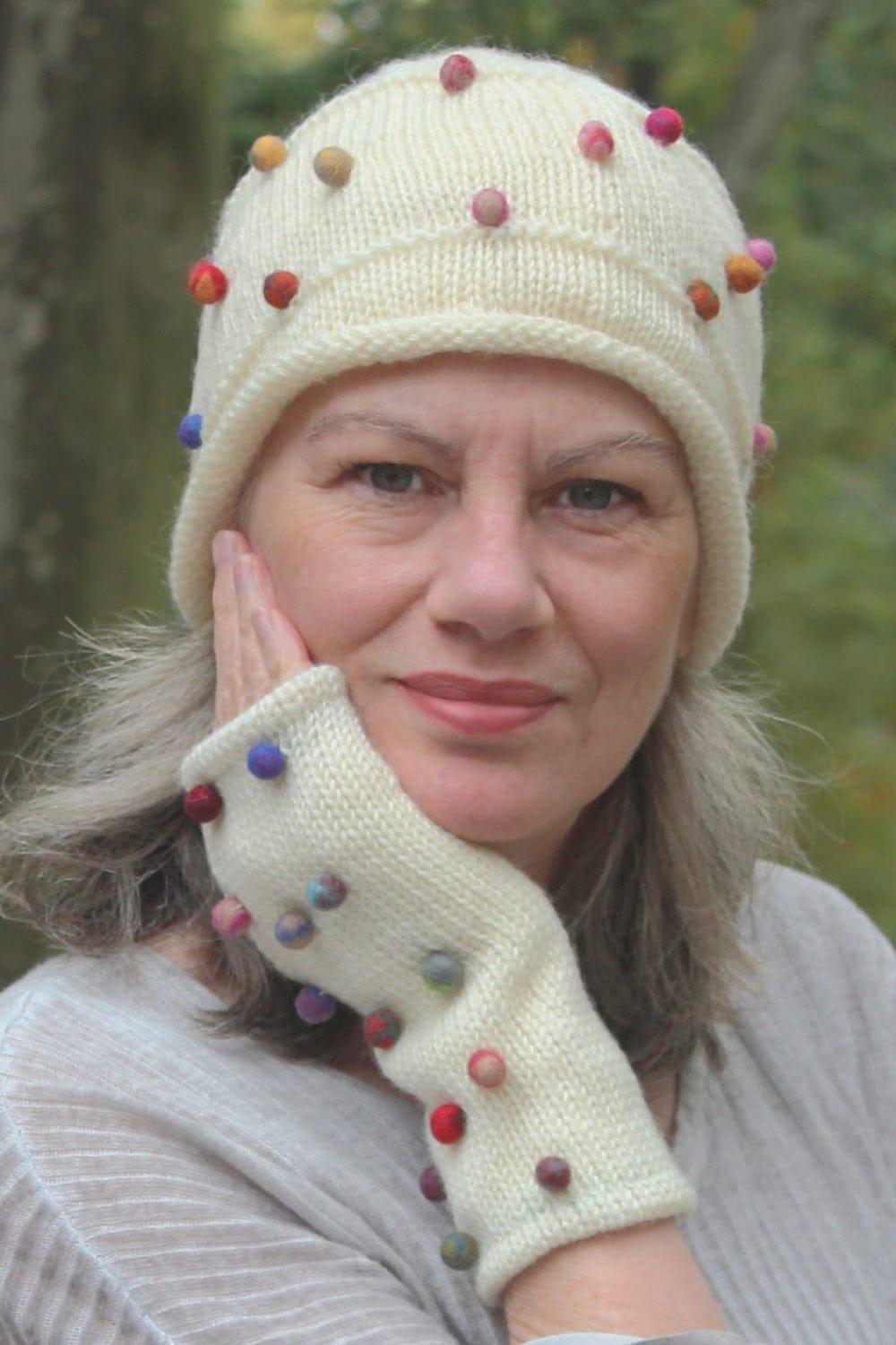 Wool Beanie with Felted Dots