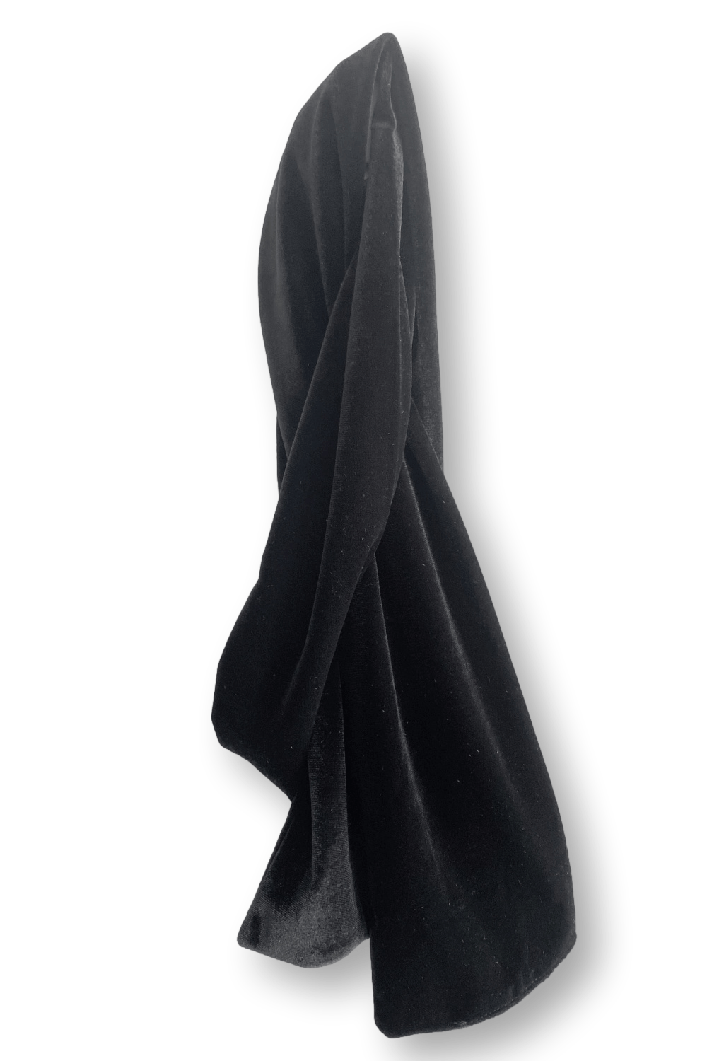 Soft luxurious black velvet scarf.